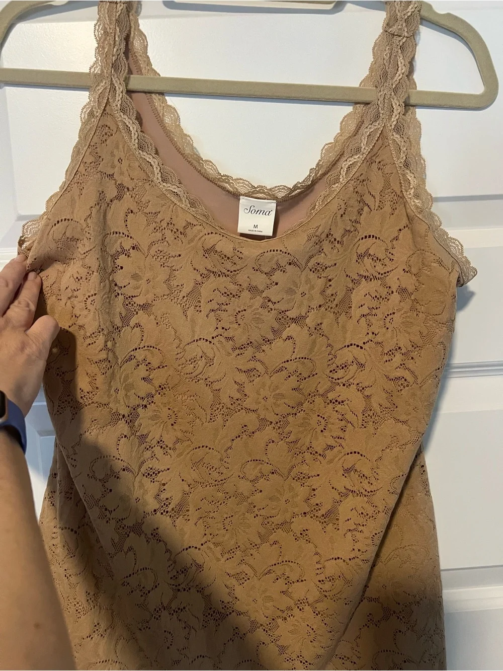 Soma Lace Camisole Tank Top in Tan size M